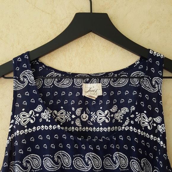 Levi's navy blue bandana print dress size large - Picture 2 of 4